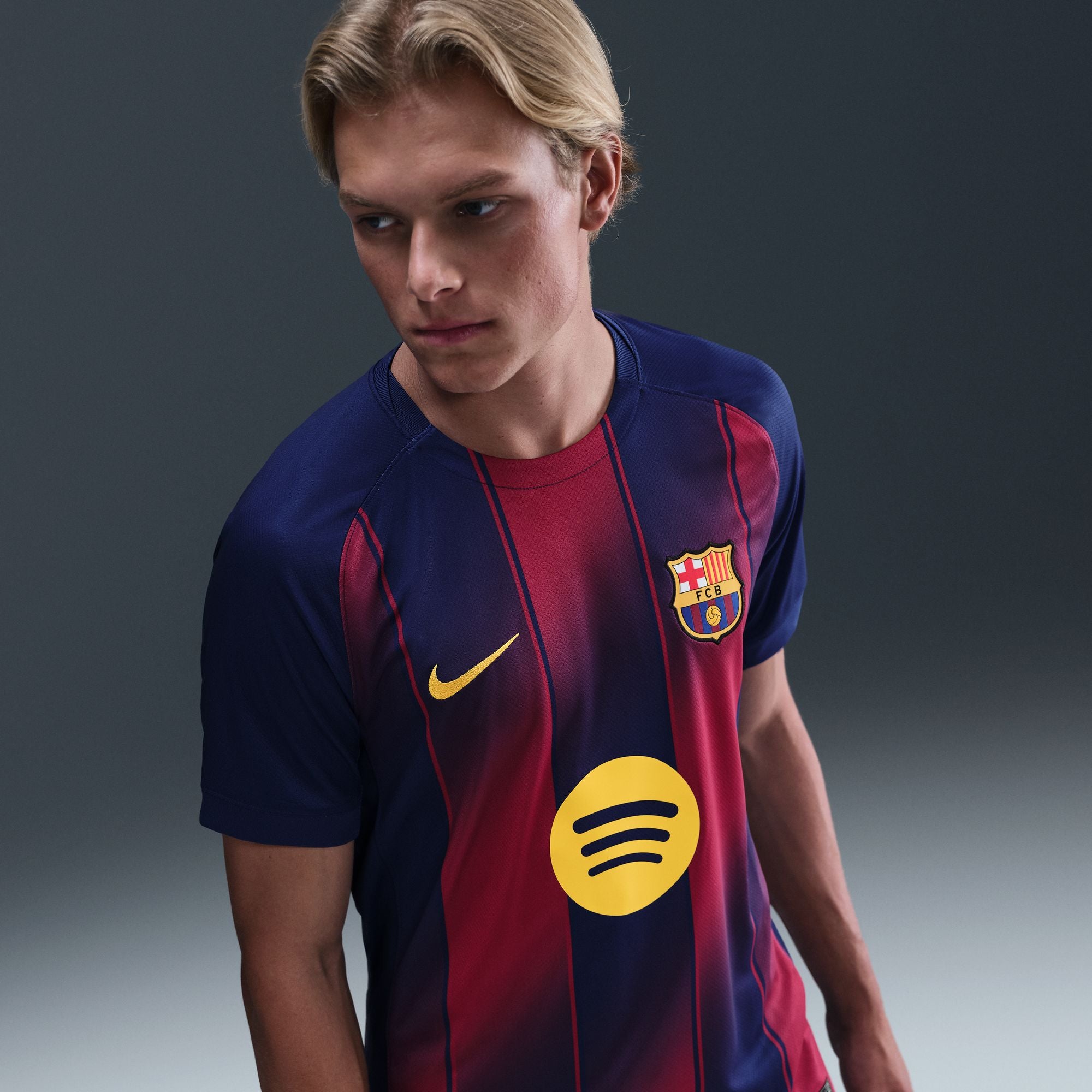 Nike Barcelona FC 2025/26 Stadium Home Dri-FIT Mens Soccer Replica Jersey