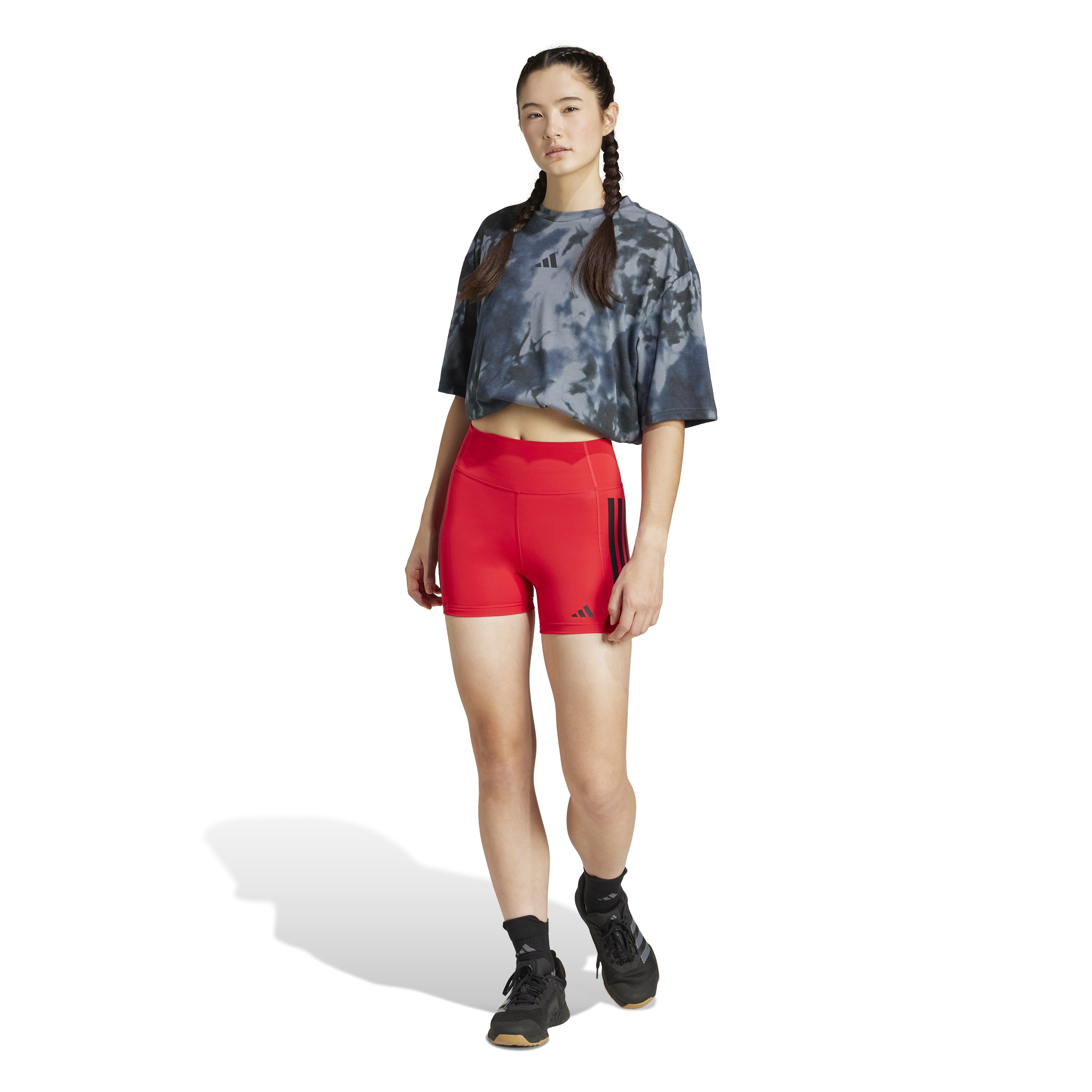 adidas Optime 3-Stripes 1/4 3 Inch Womens Short Leggings