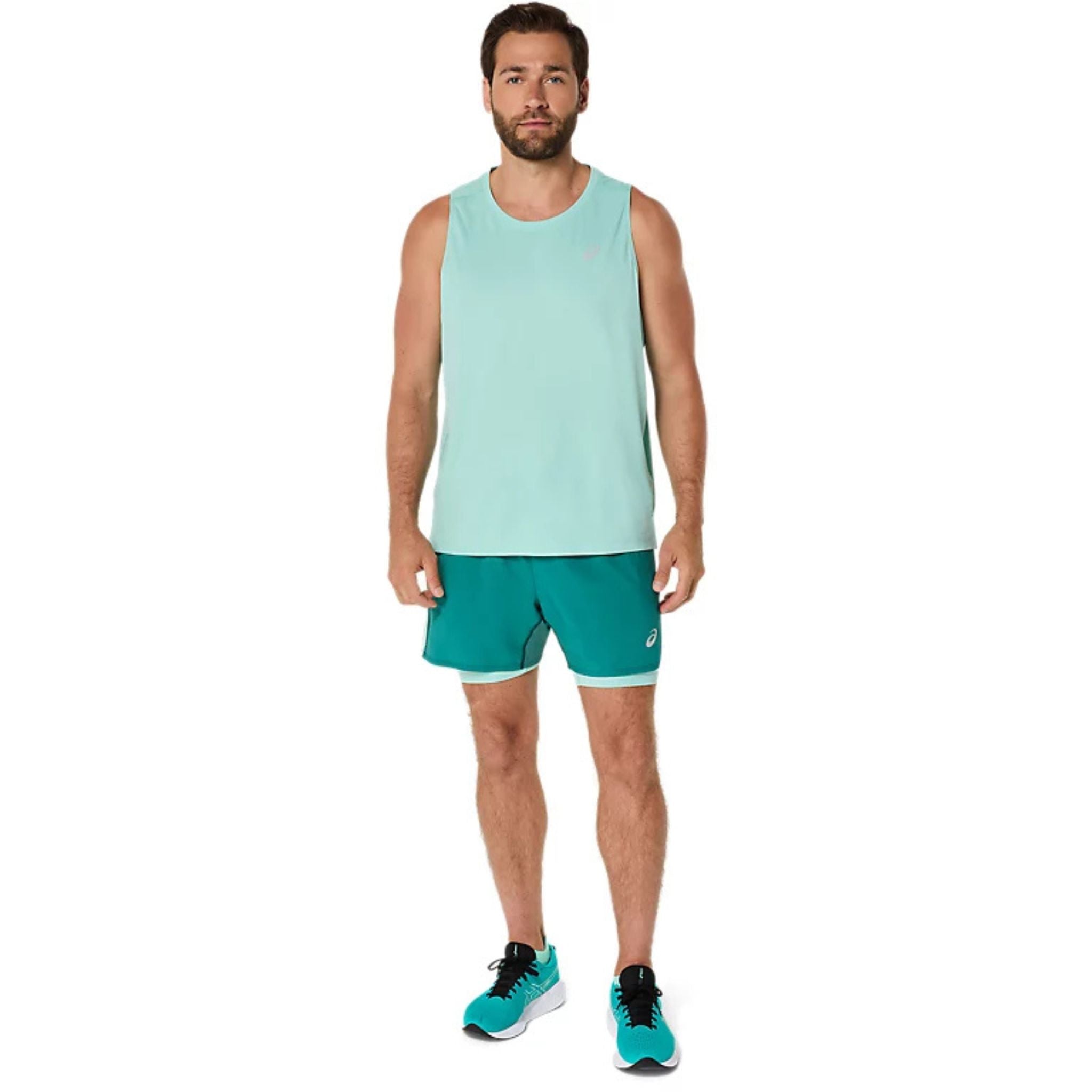 ASICS Silver 2-In-1 5 Inch Mens Running Shorts
