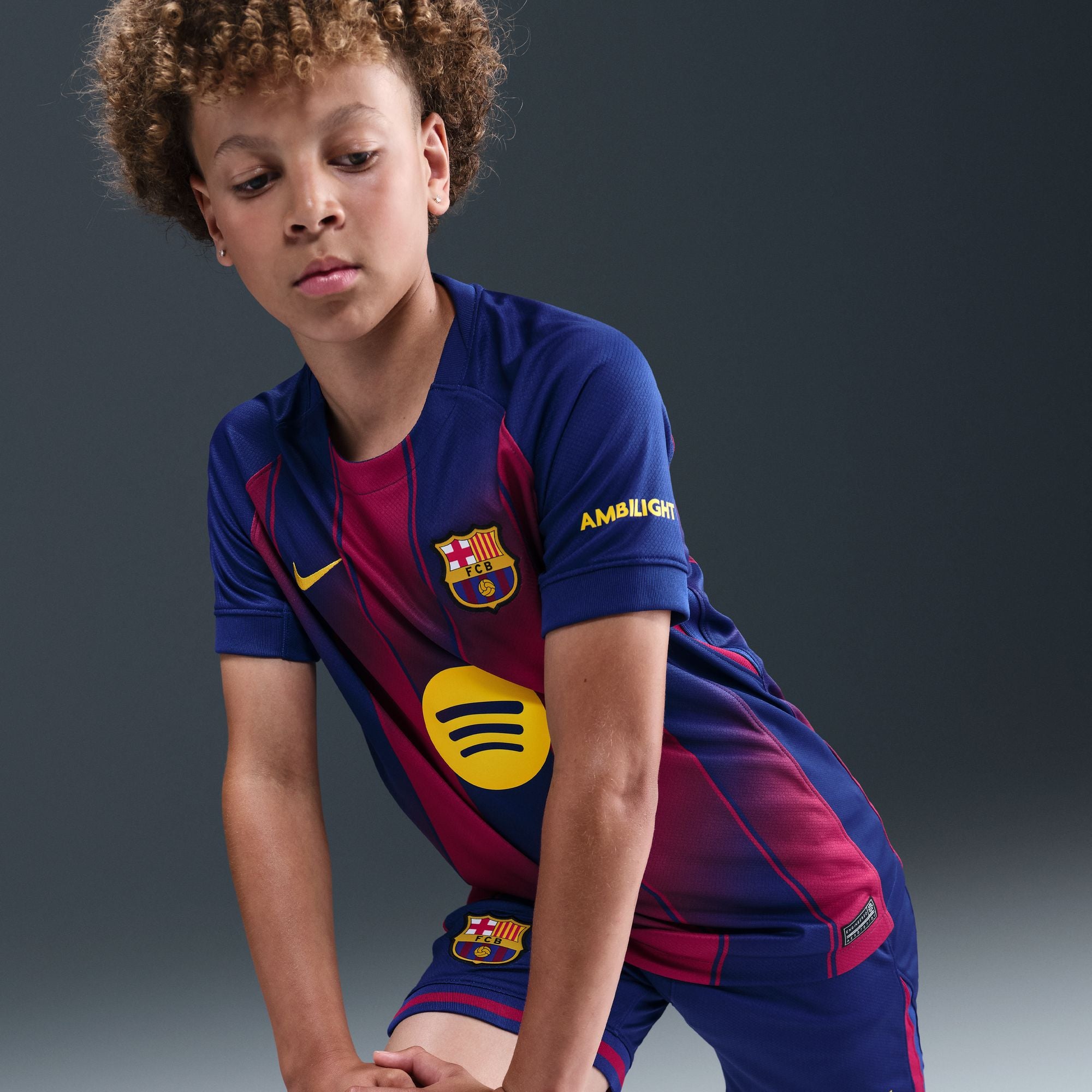 Nike FC Barcelona 2025/26 Stadium Home Dri-FIT Kids Soccer Replica Jersey