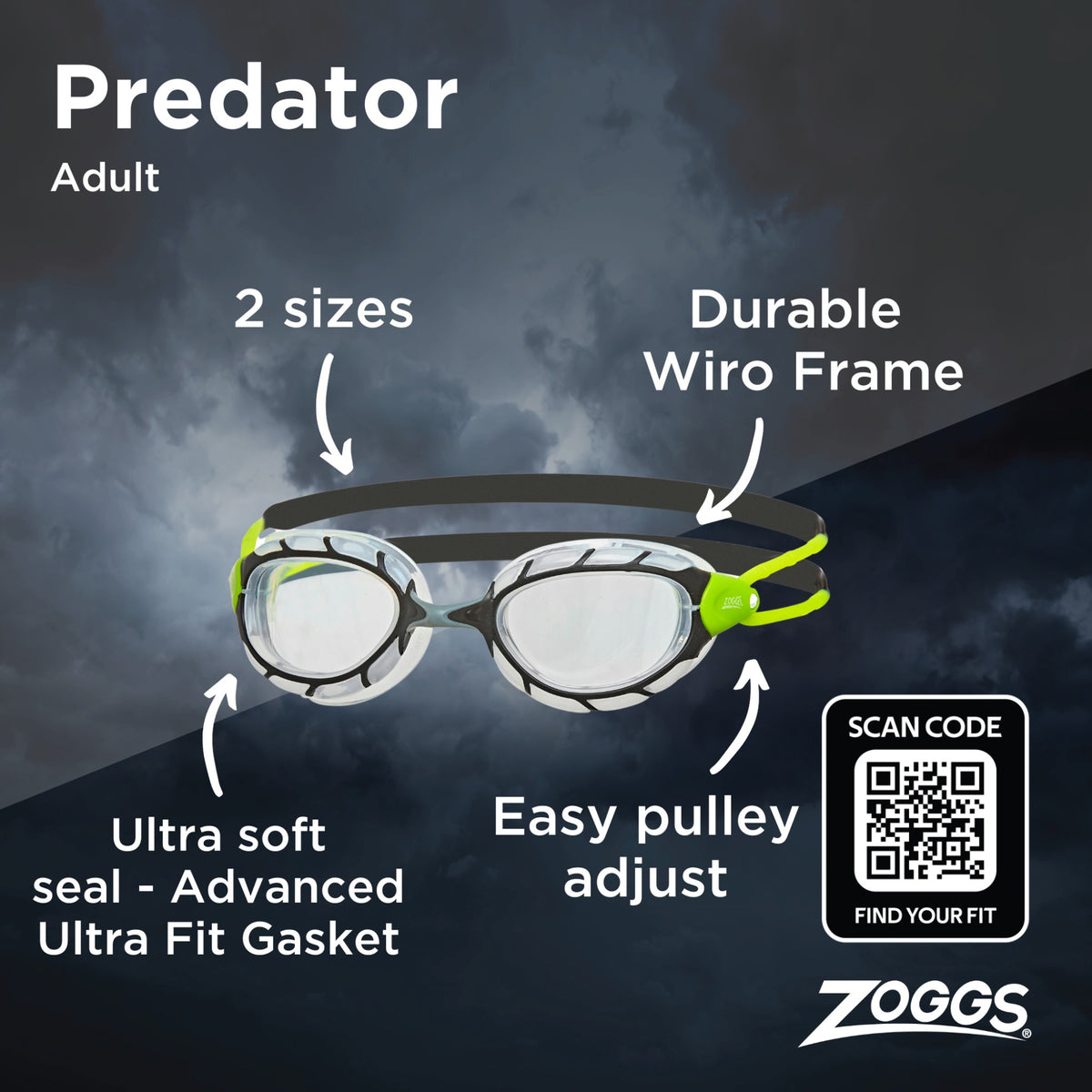 Zoggs Predator Swimming Goggles - Regular Fit