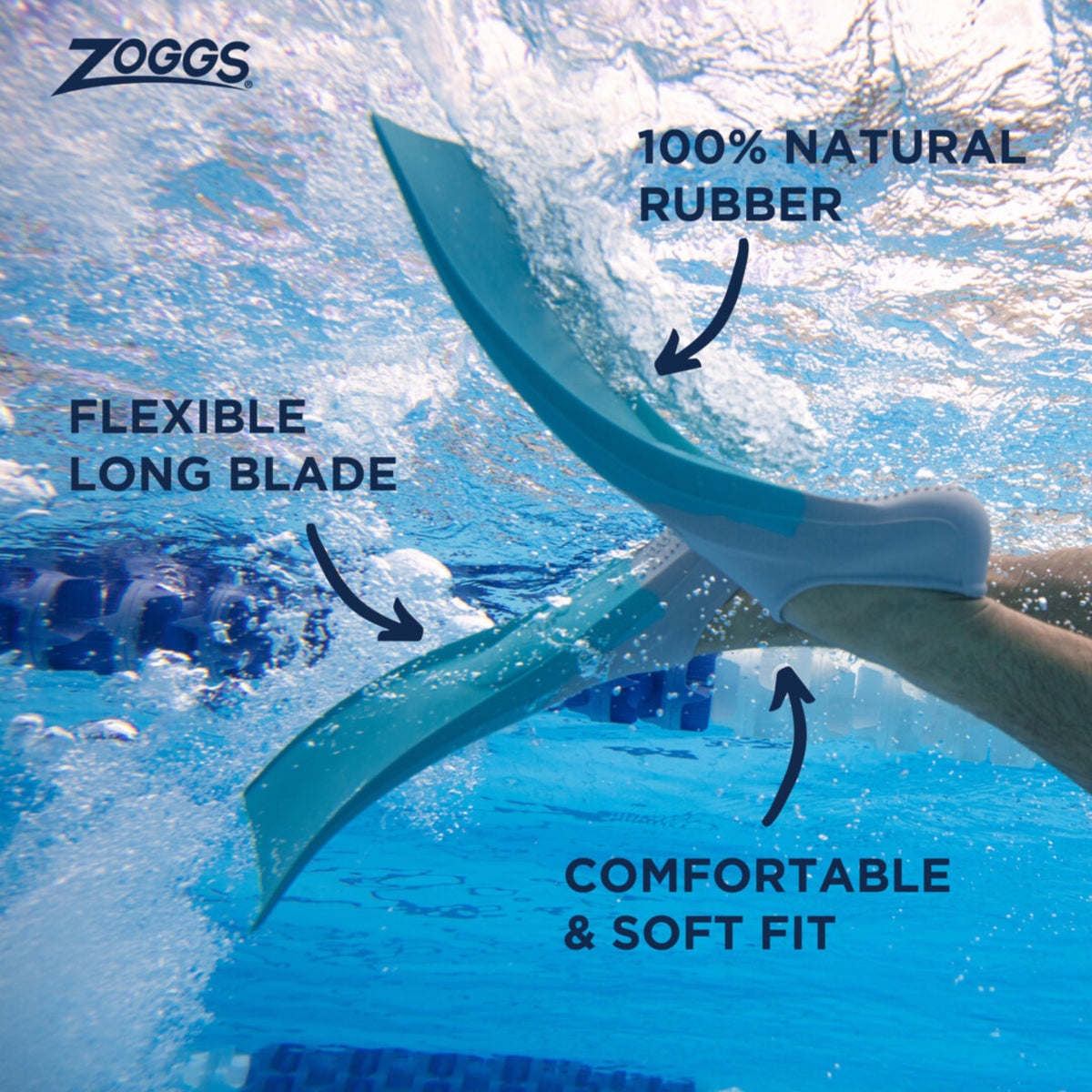 Zoggs Long Blade Rubber Fins US 3-4