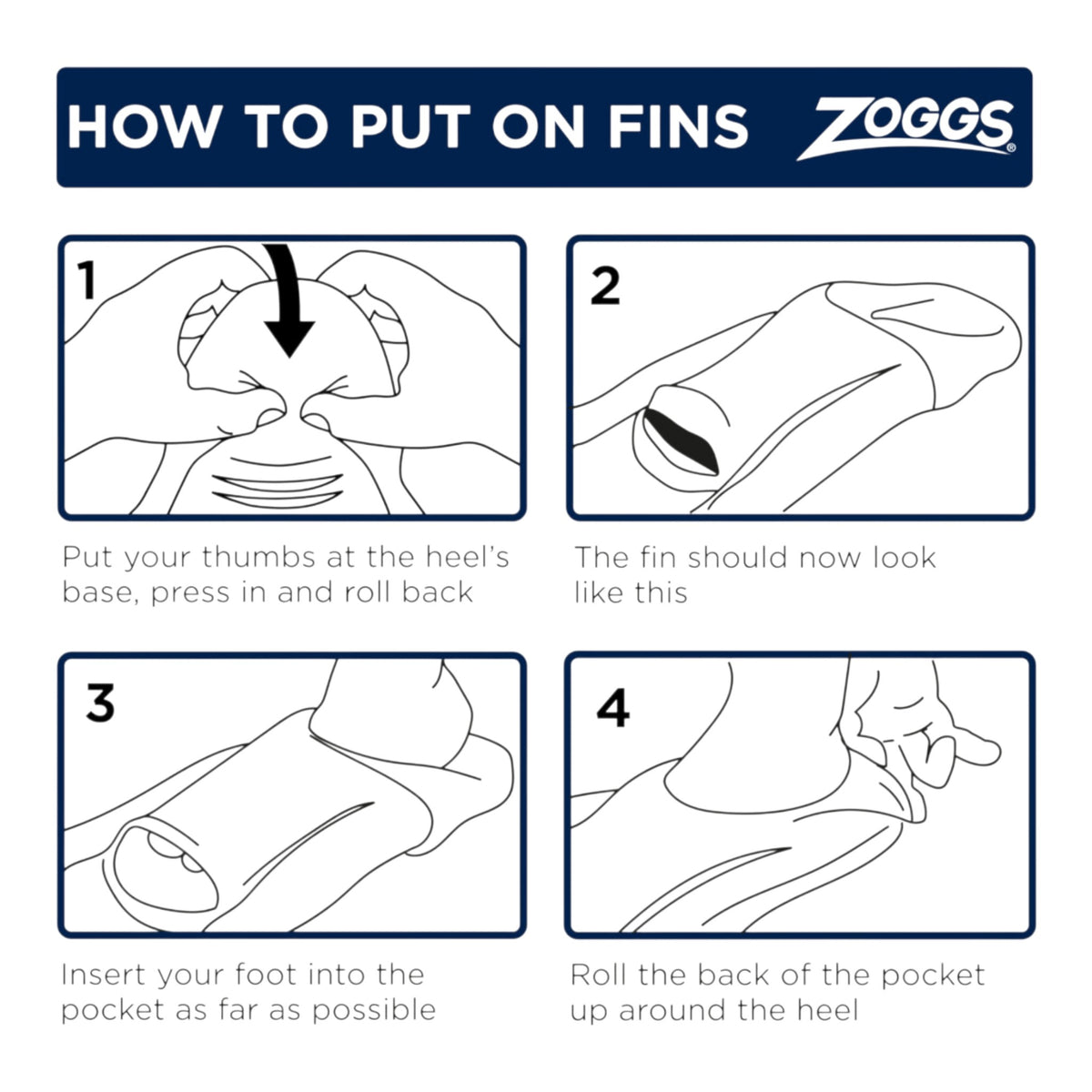 Zoggs Long Blade Rubber Fins US 2-3