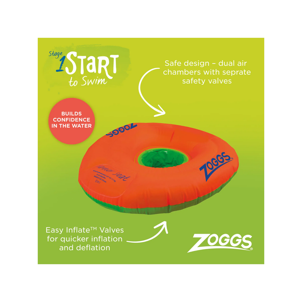 Zoggs Inflatable Swimming Trainer Seat