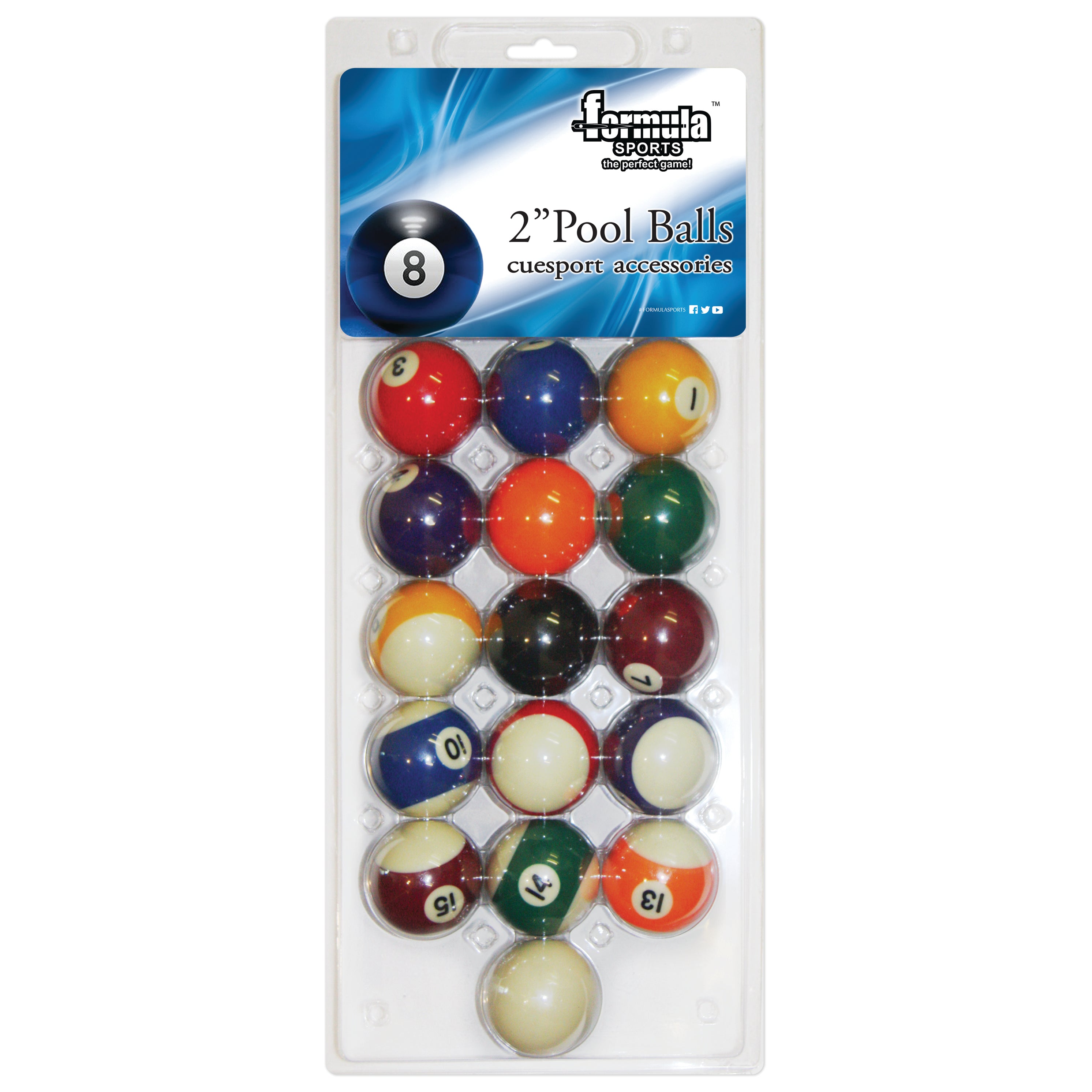 Formula Sports Standard Pool Balls 2 Inch Blister