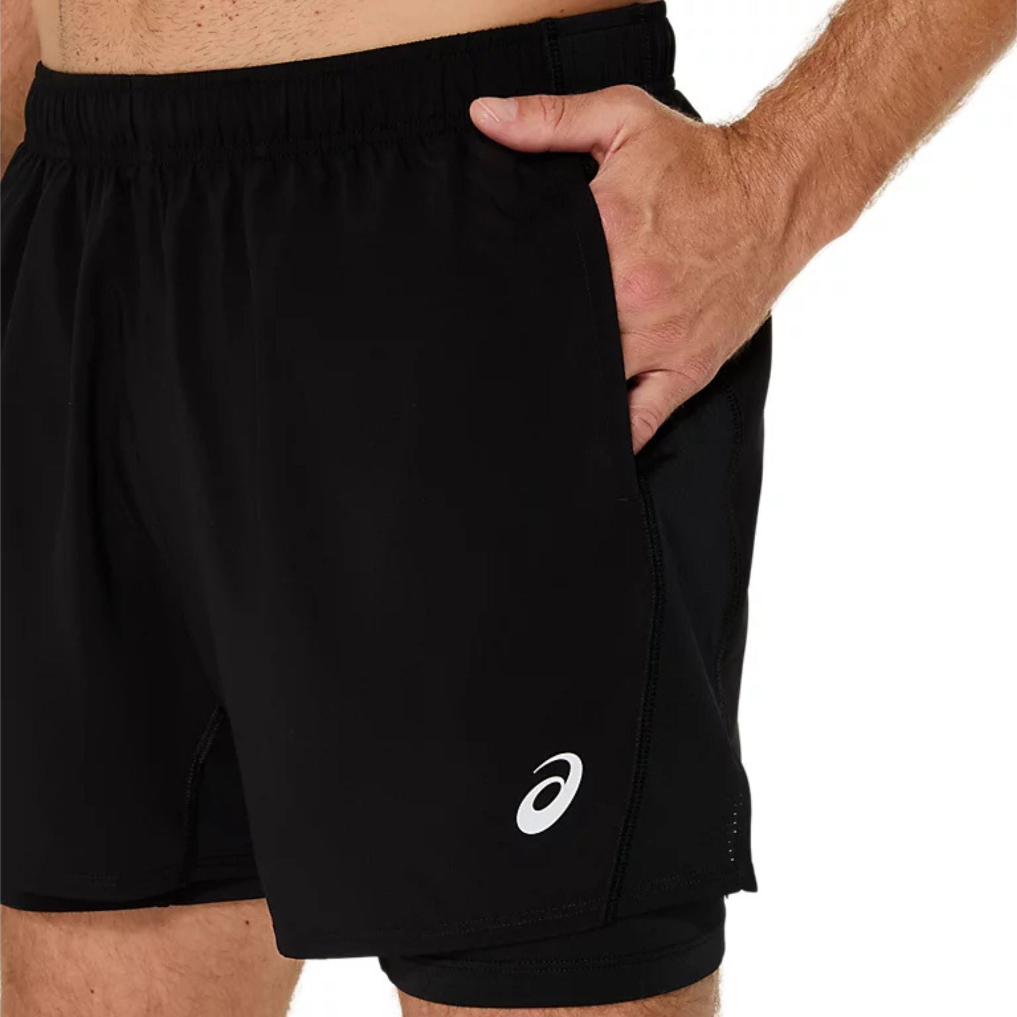 ASICS Silver 2-In-1 5 Inch Mens Running Shorts
