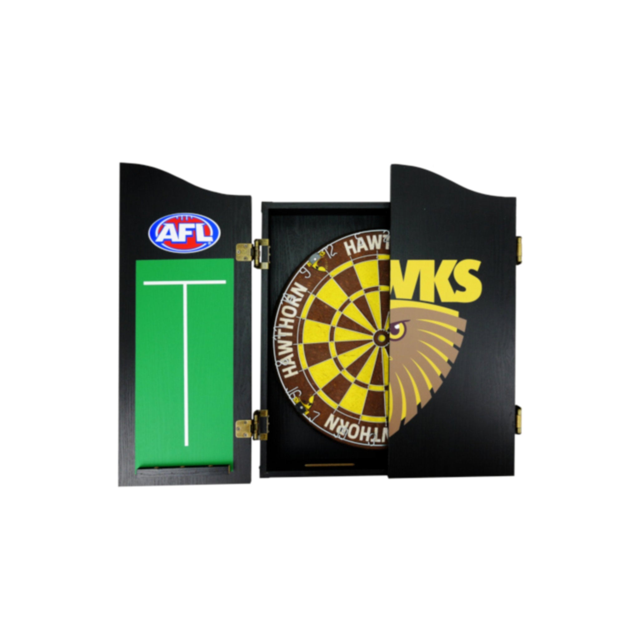 AFL Dartboard and Cabinet Set - Hawthorn Hawks
