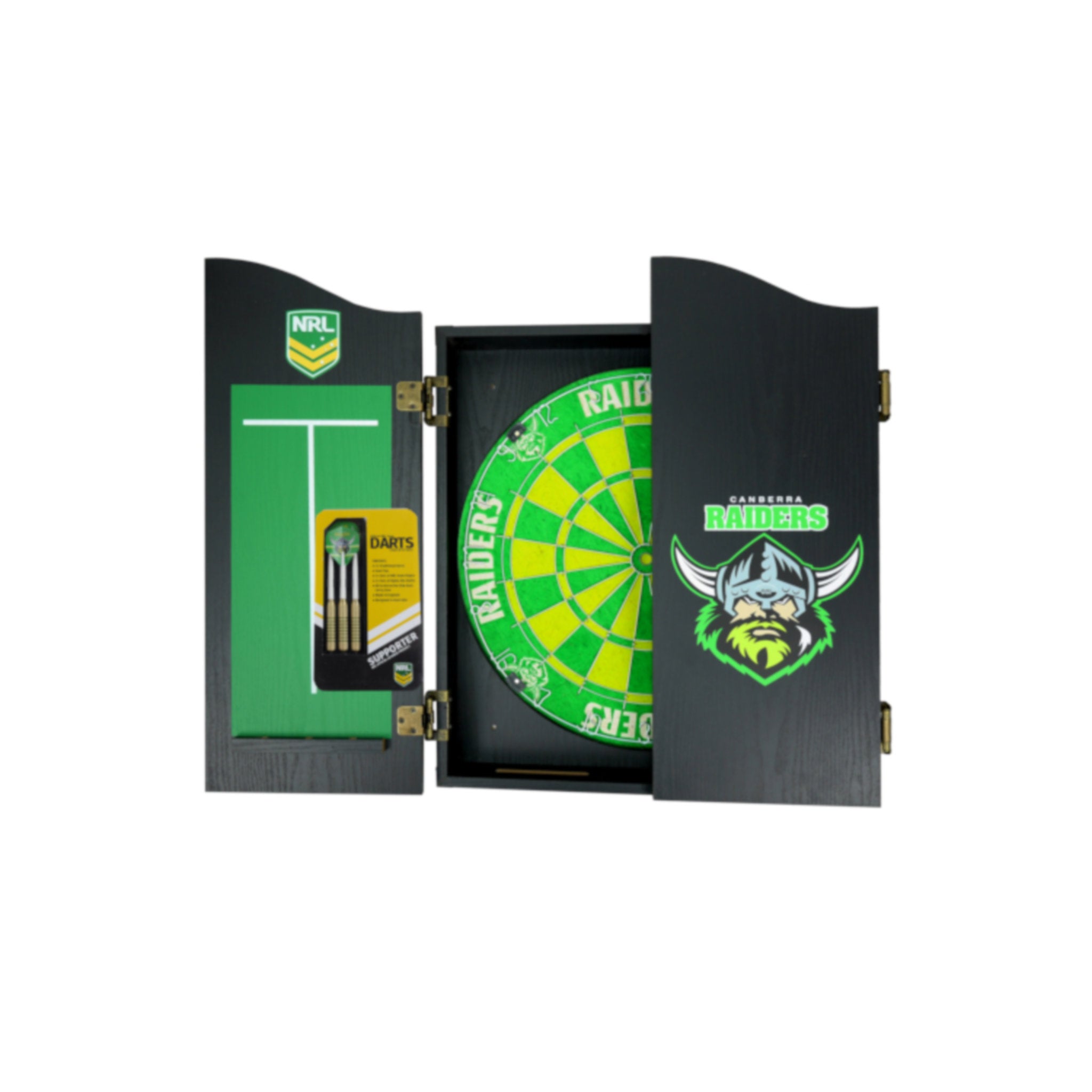 NRL Dartboard and Cabinet Set - Canberra Raiders