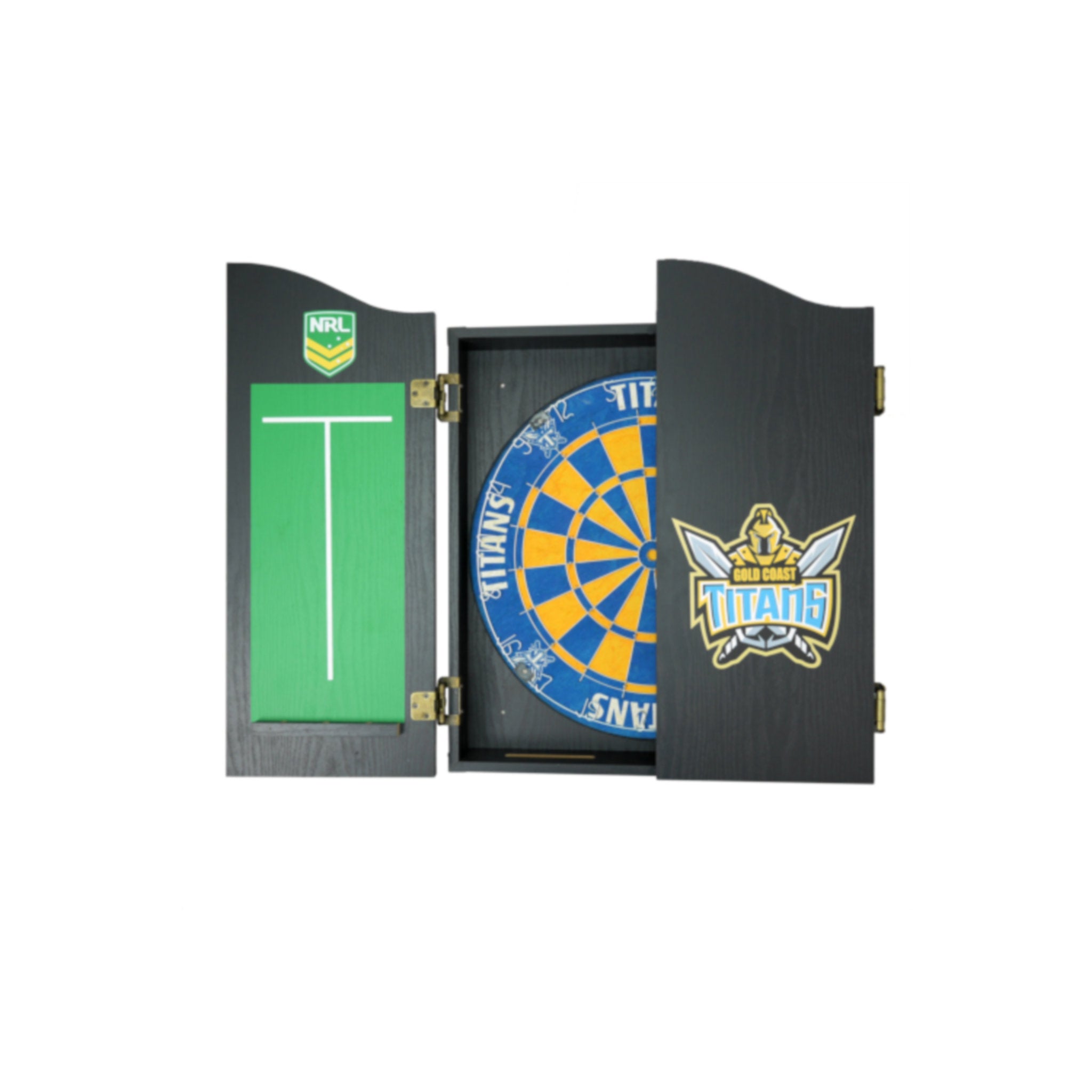 NRL Dartboard and Cabinet Set - Gold Coast Titans