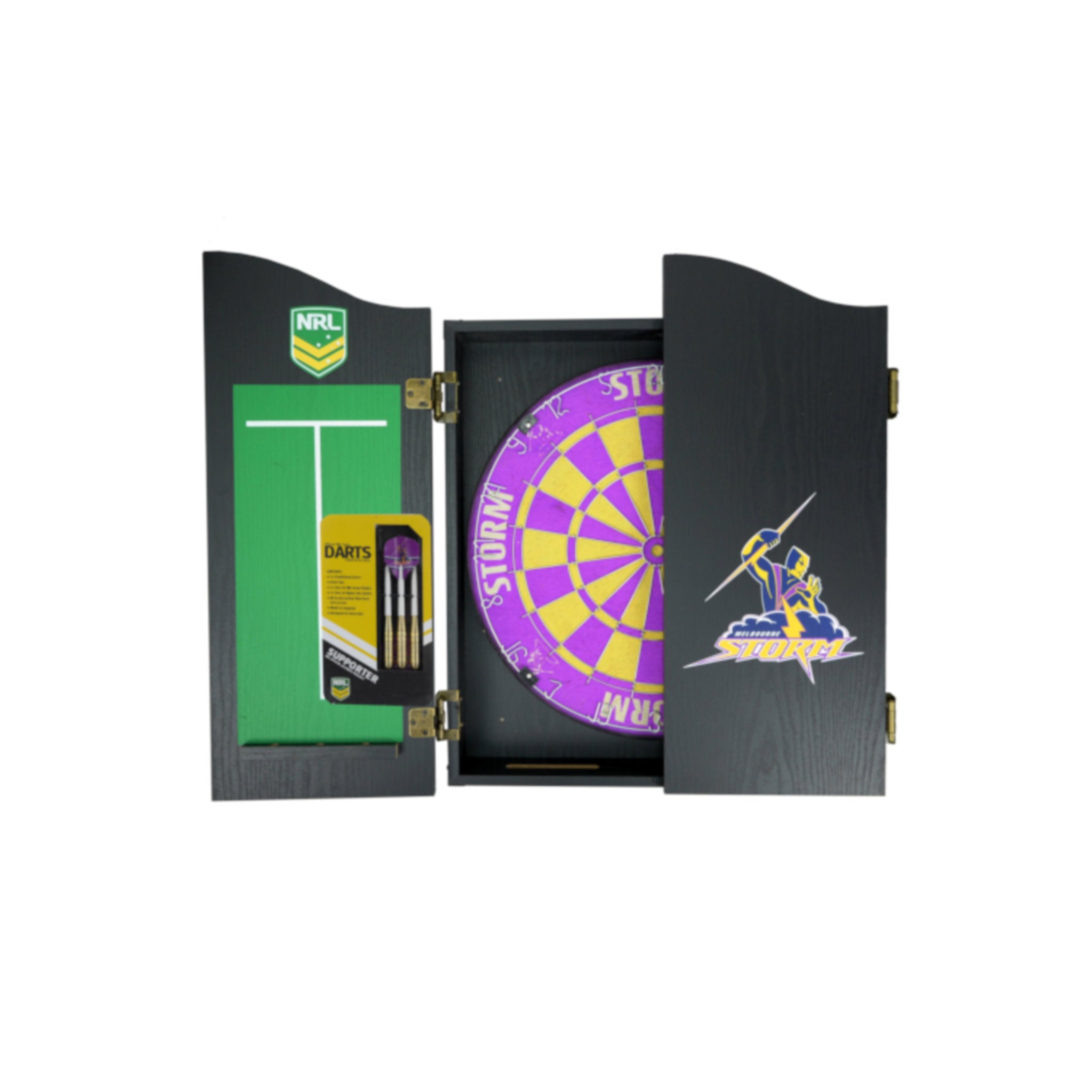 NRL Dartboard and Cabinet Set - Melbourne Storm