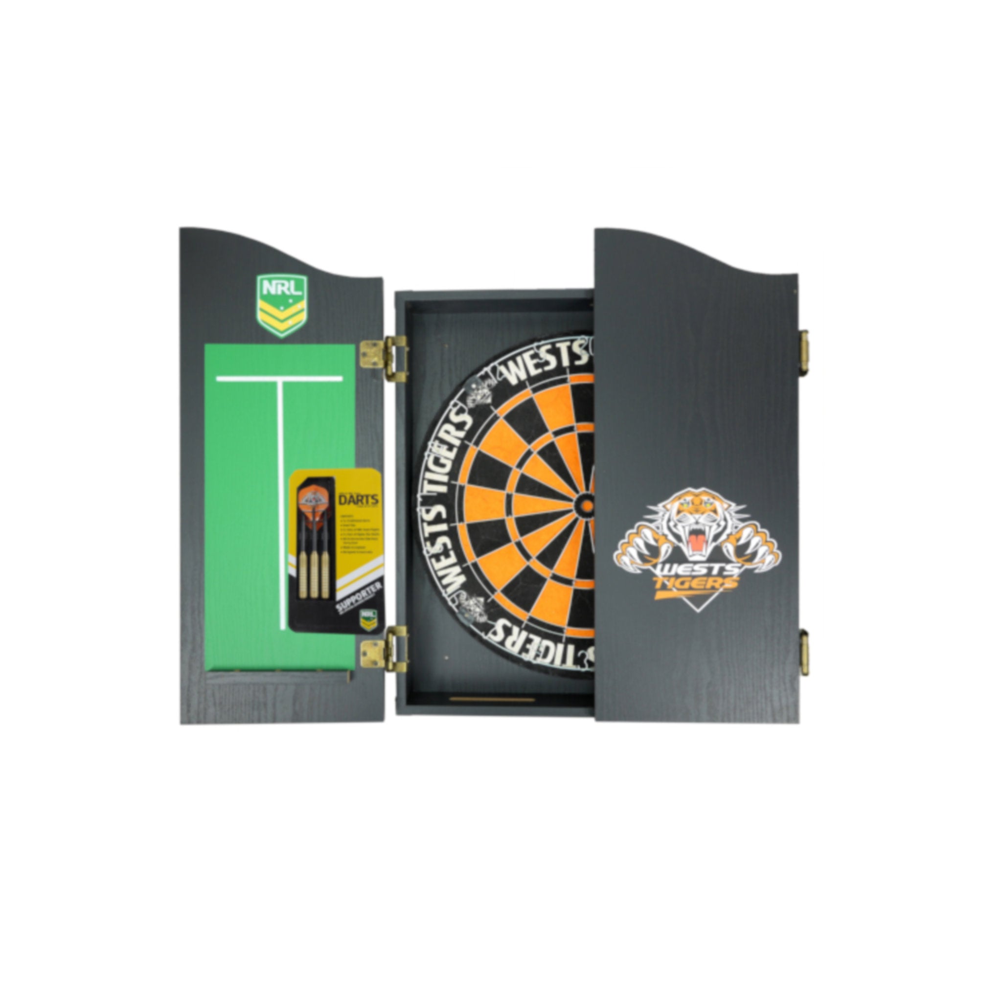 NRL Dartboard and Cabinet Set - Wests Tigers