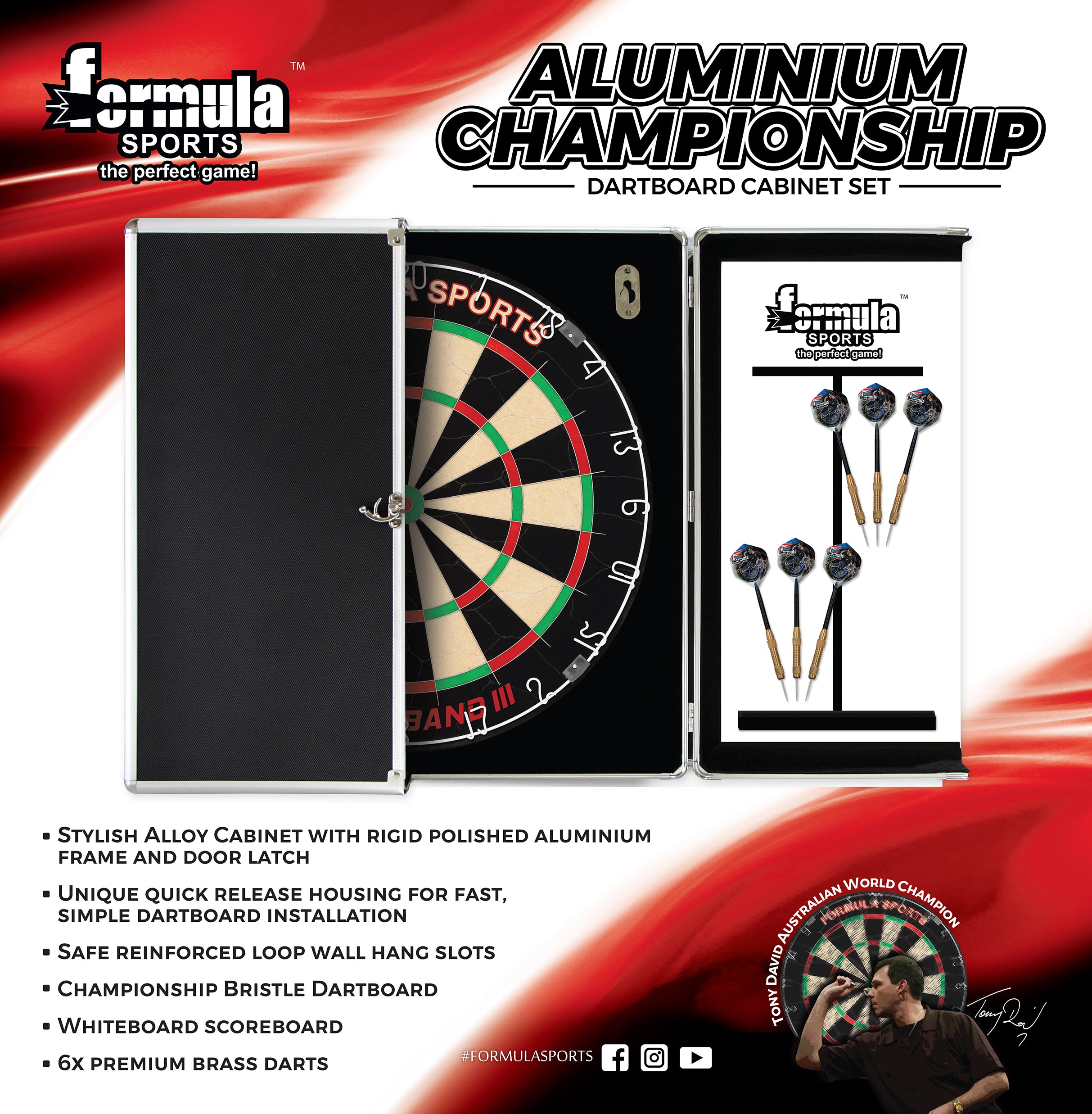 Formula Sports Aluminium Championship Dartboard Cabinet Set