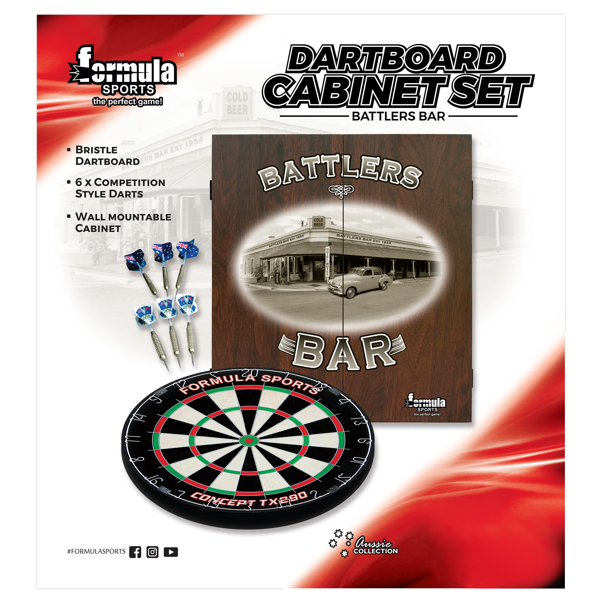 Formula Sports Battlers Bar Dartboard Cabinet Set