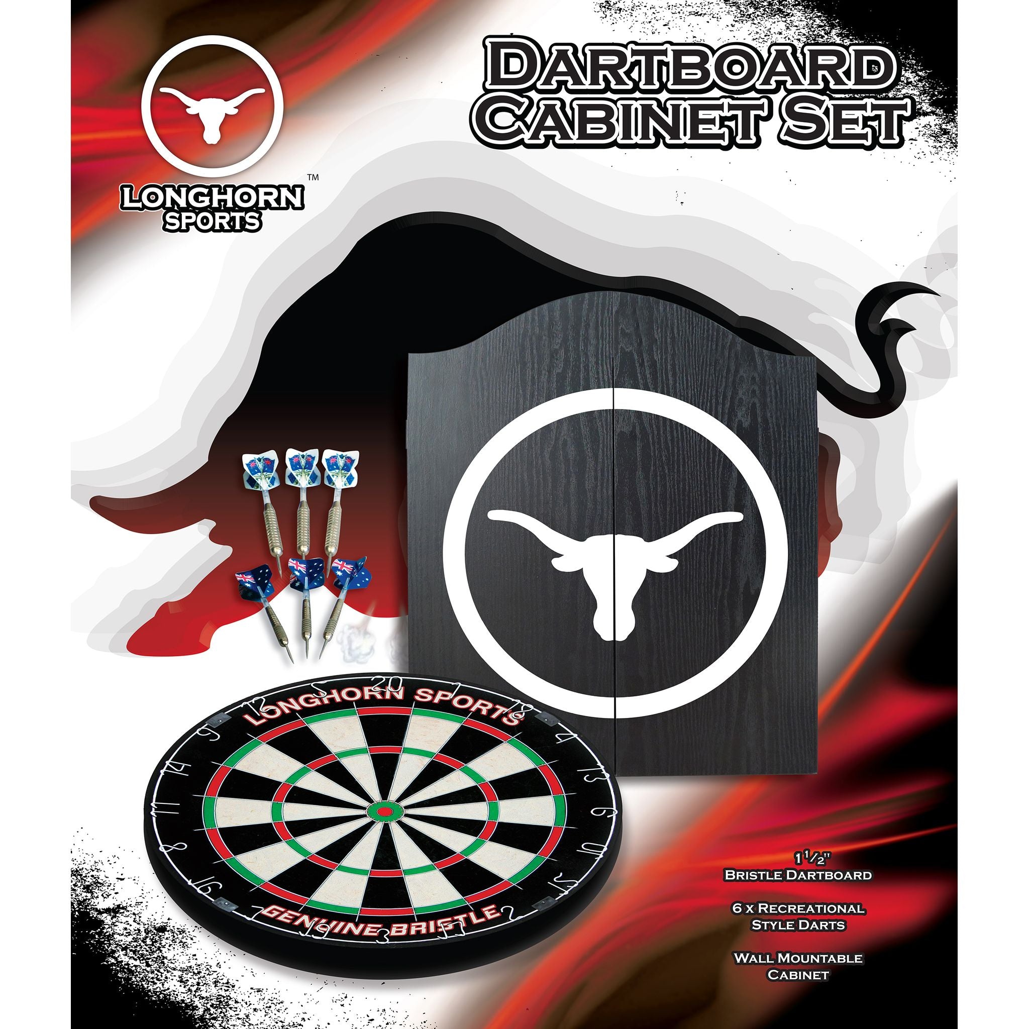 Formula Sports Longhorn Dartboard Cabinet Set