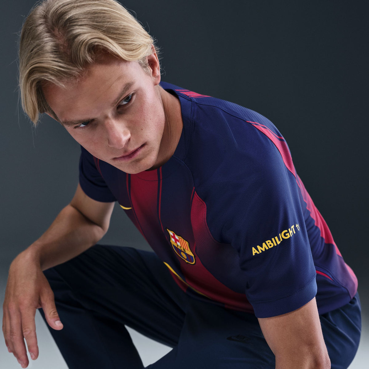 Nike Barcelona FC 2025/26 Stadium Home Dri-FIT Mens Soccer Replica Jersey