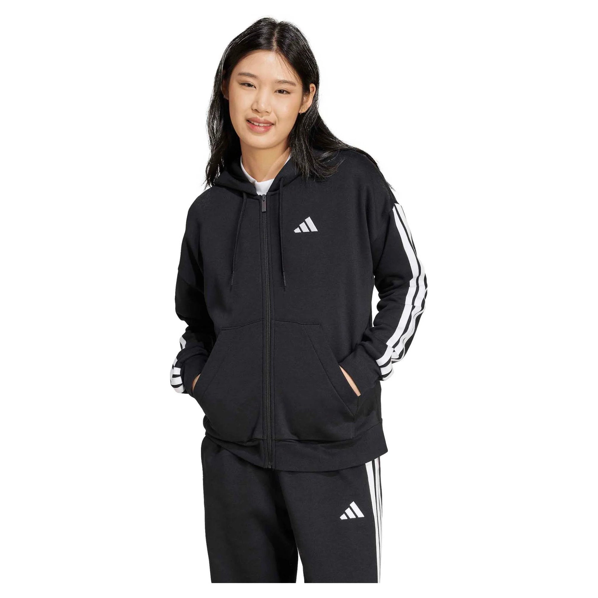 adidas Essentials 3-Stripes Full-Zip Fleece Womens Hoodie