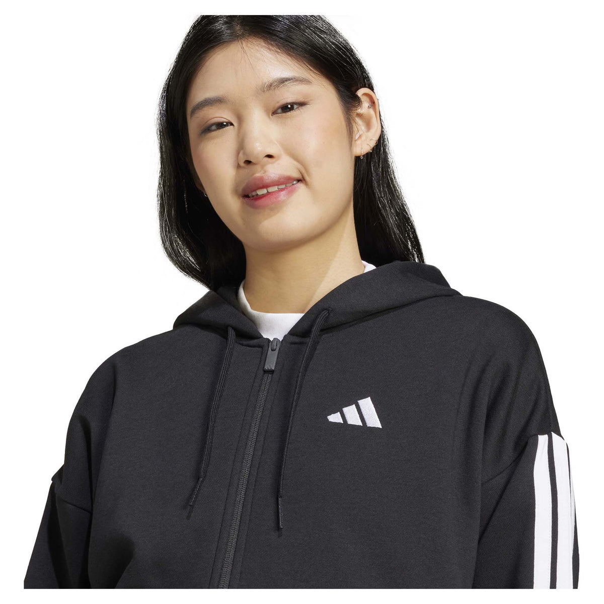 adidas Essentials 3-Stripes Full-Zip Fleece Womens Hoodie