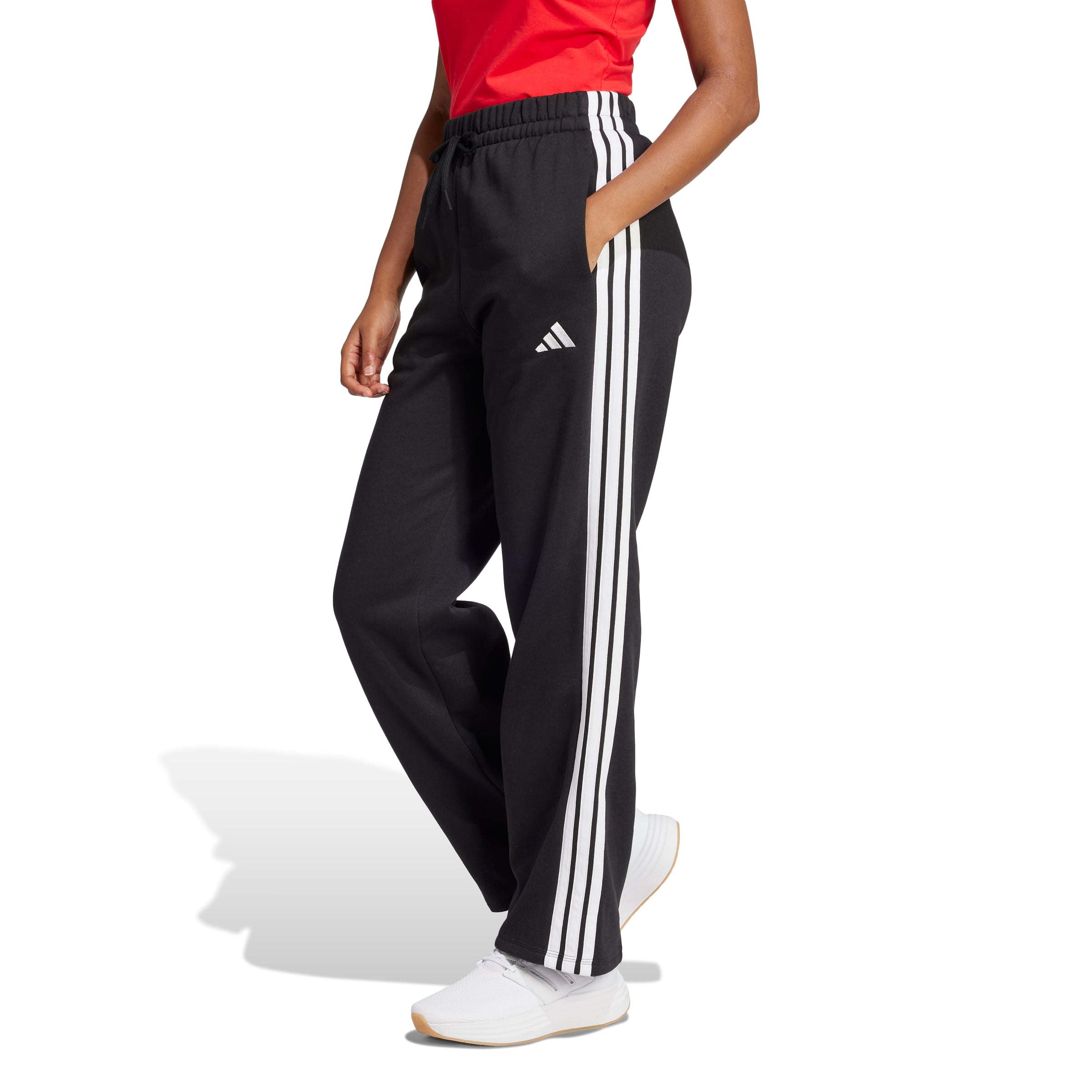 adidas Essentials 3-Stripes Womens Open Hem Fleece Pants