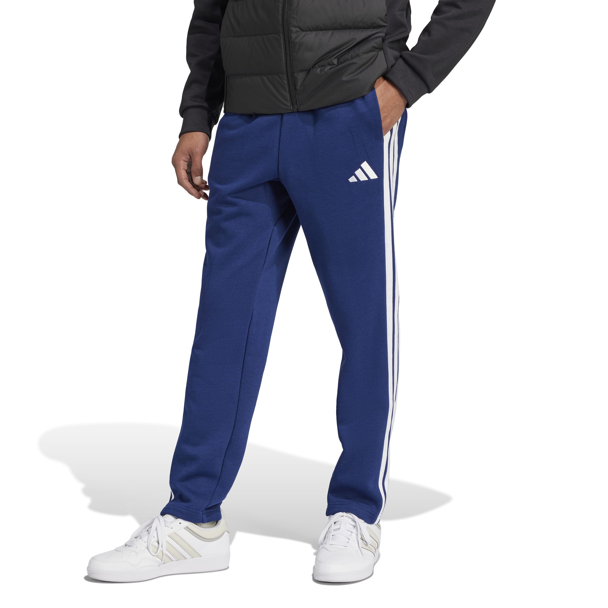 adidas Essentials 3-Stripes Mens Open Hem Fleece Pants