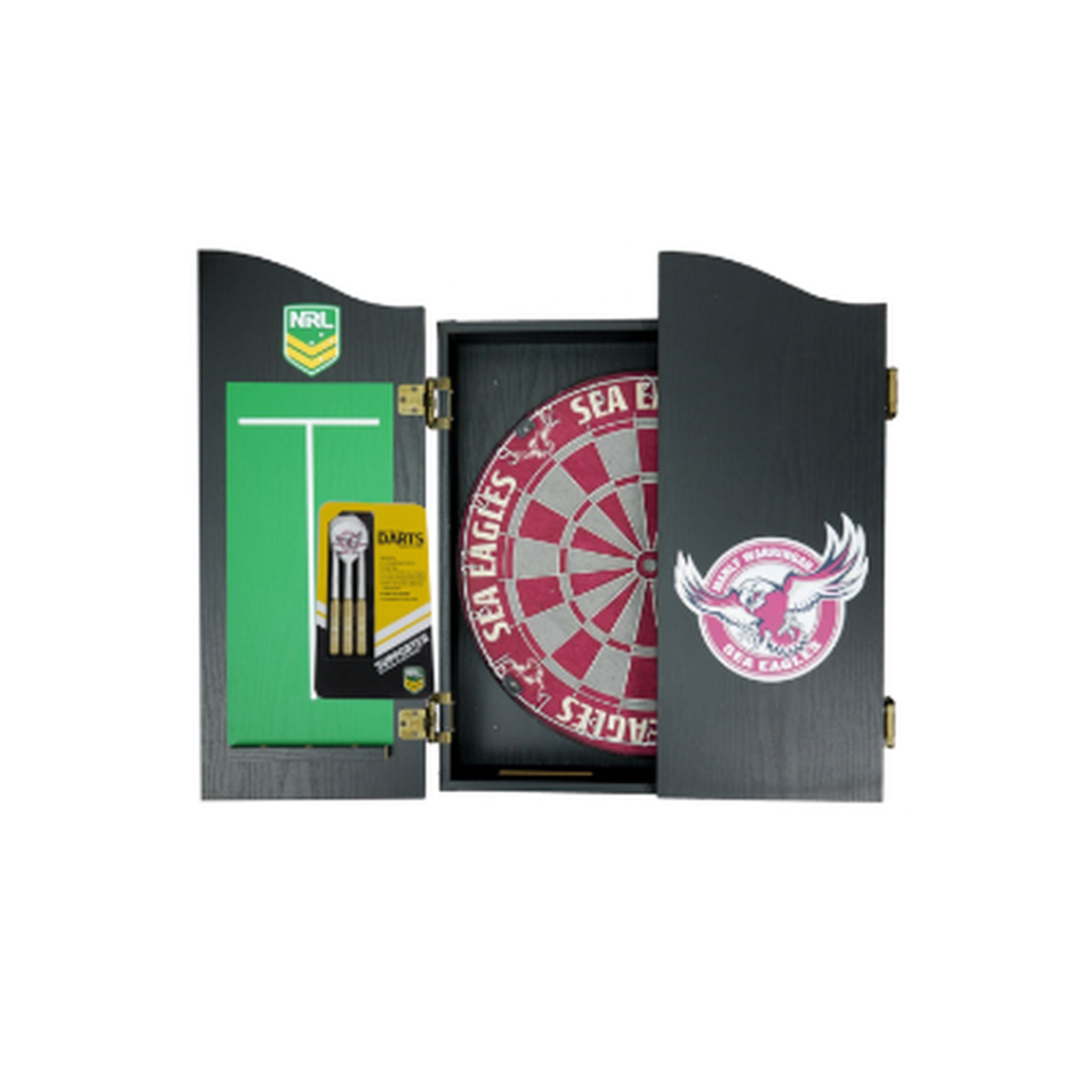 NRL Dartboard and Cabinet Set - Manly Warringah Sea Eagles