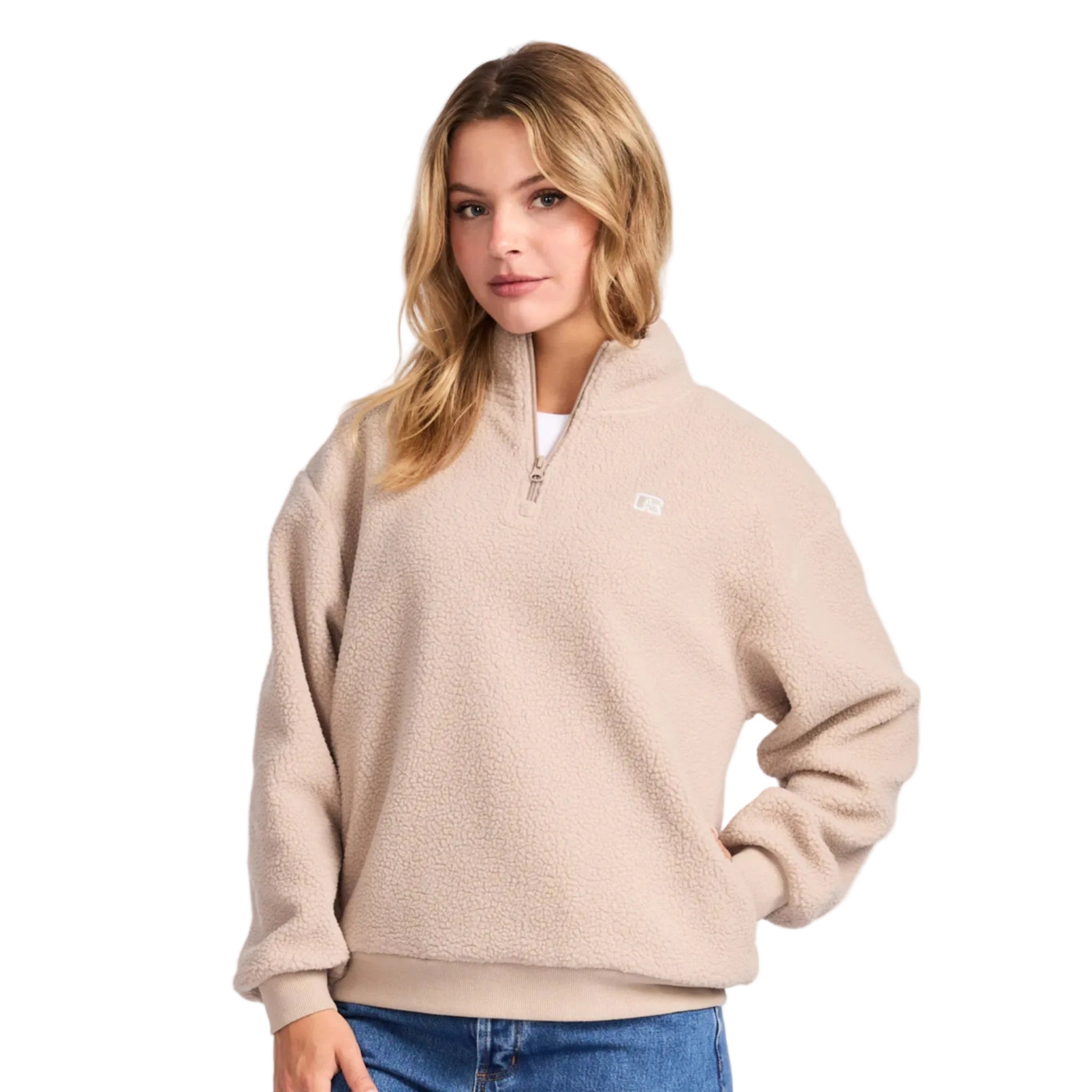 Russell Athletic R Logo Sherpa Womens Quarter Zip