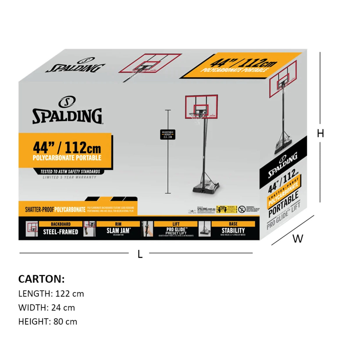 Spalding Portable Polycarbonate Basketball System 44-Inch