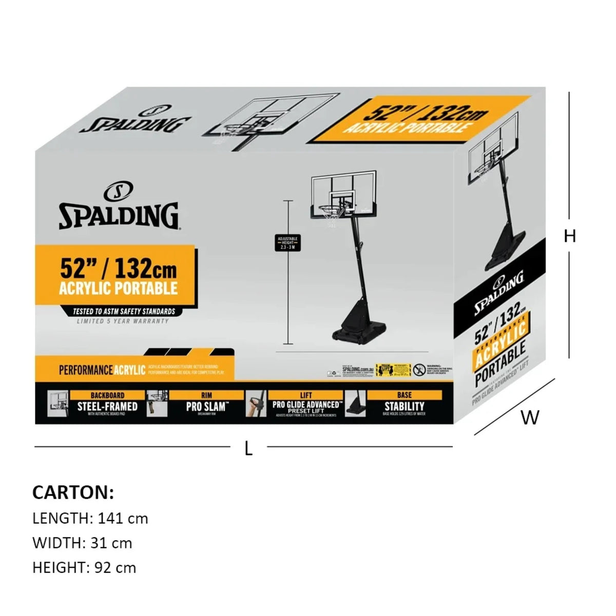 Spalding Portable Acrylic Basketball System 52-Inch