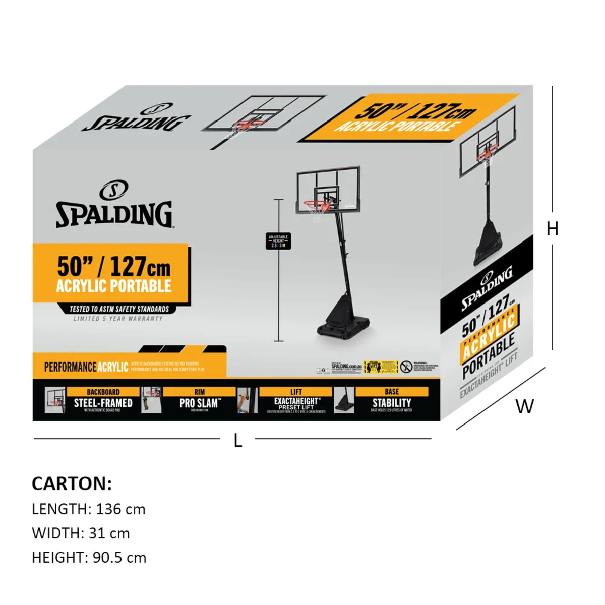 Spalding Acrylic Portable Basketball System 50-Inch