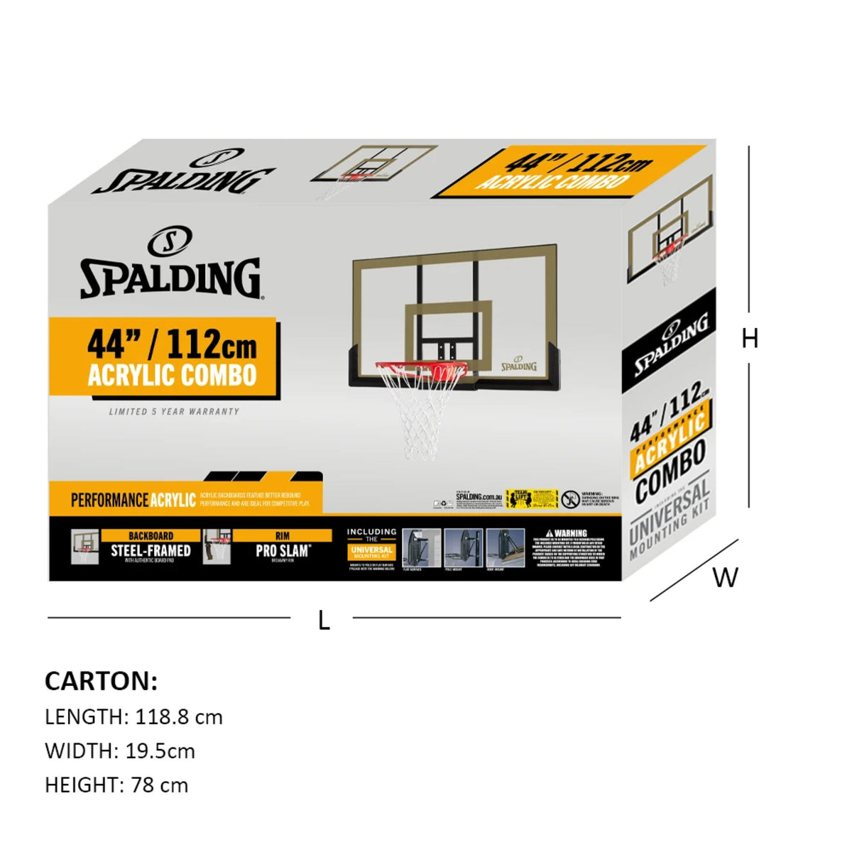 Spalding Gold Acrylic Basketball Backboard & Rim Combo 44-Inch