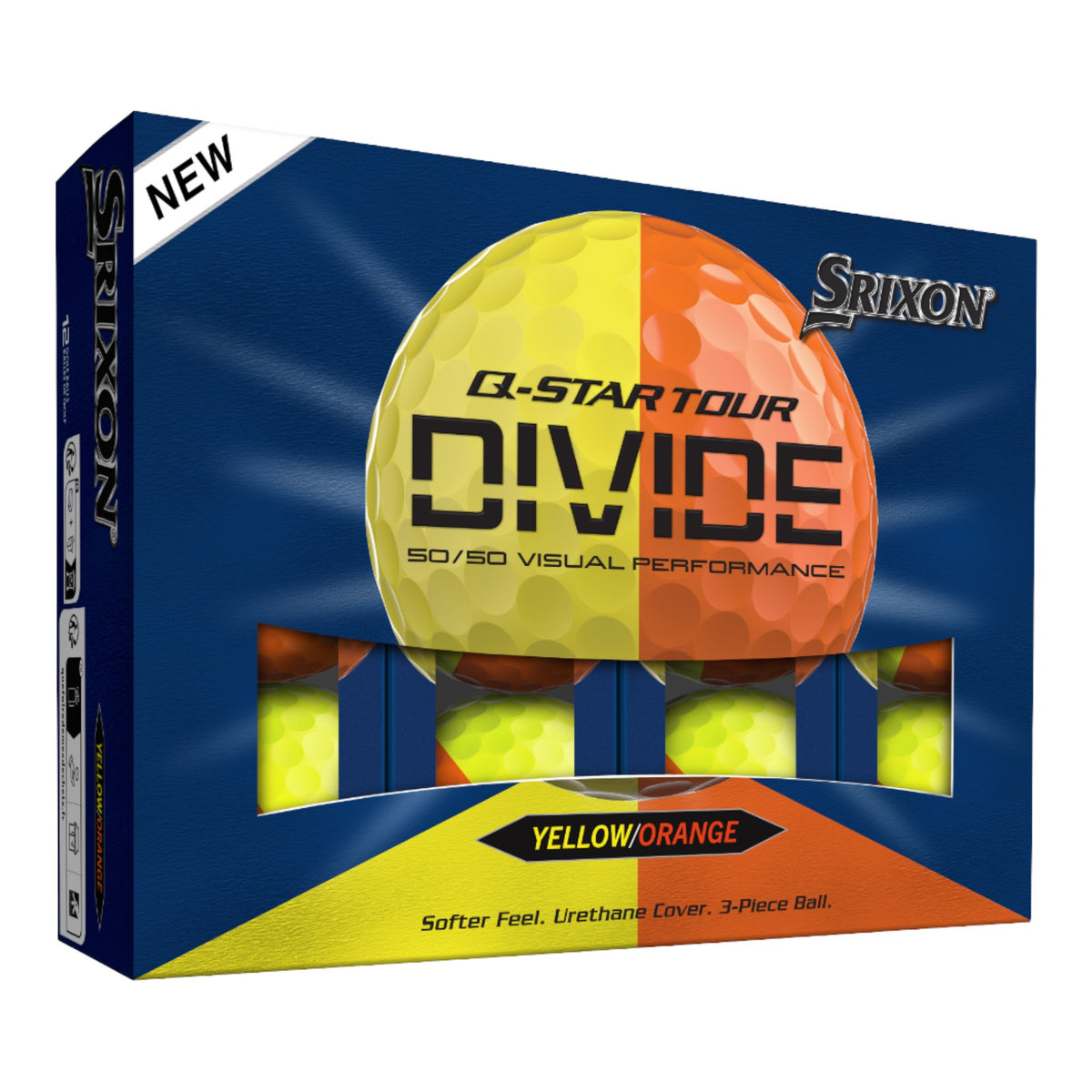 Srixon Q-Star Tour Divide Golf Balls 12 Pack - Yellow/Orange