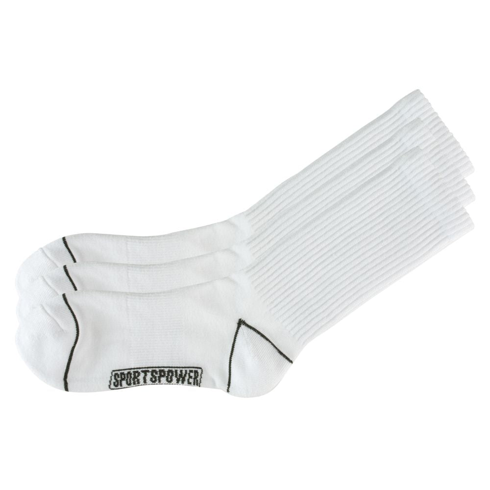 White, Sportspower Crew Cut Socks 3pk Img 2 | SportsPower
