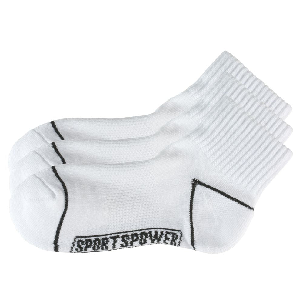 White, Sportspower Quarter Cut Socks 3pk Img 2 | SportsPower