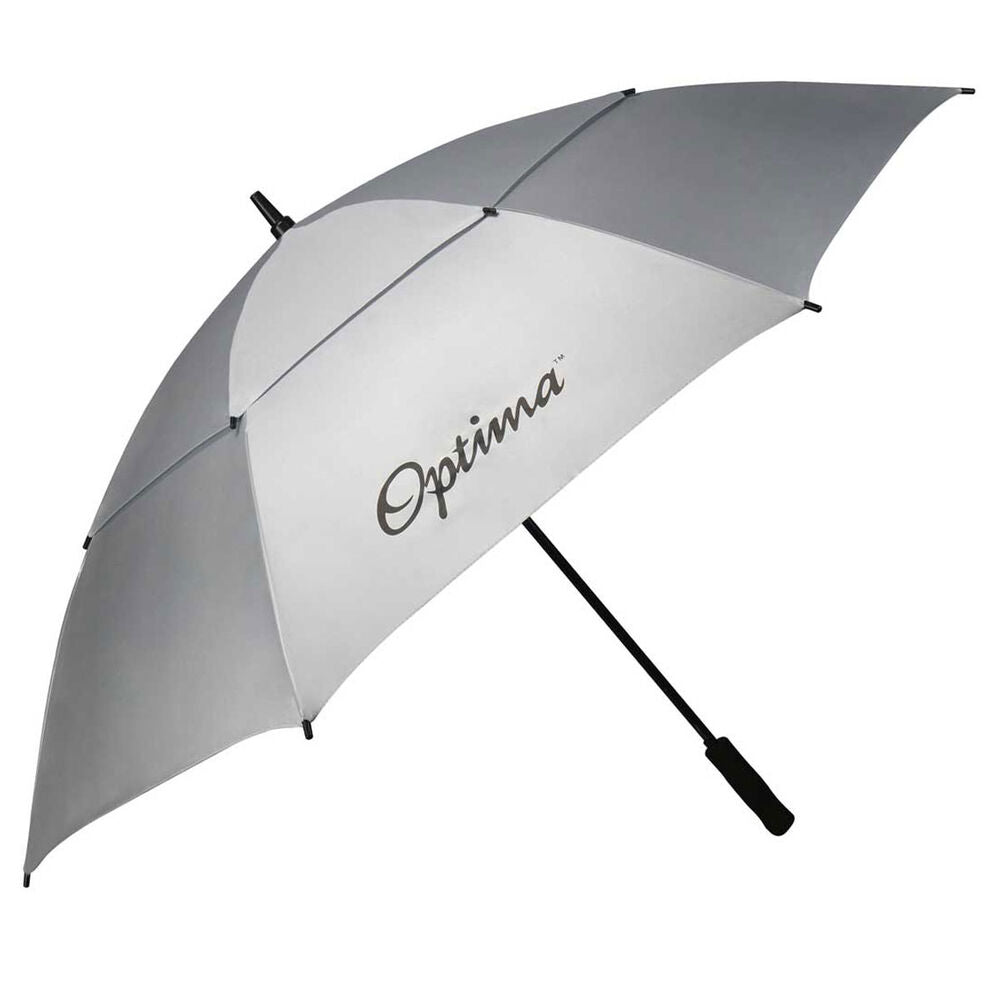 Optima Double Canopy Solar 64in Golf Umbrella in White/Grey