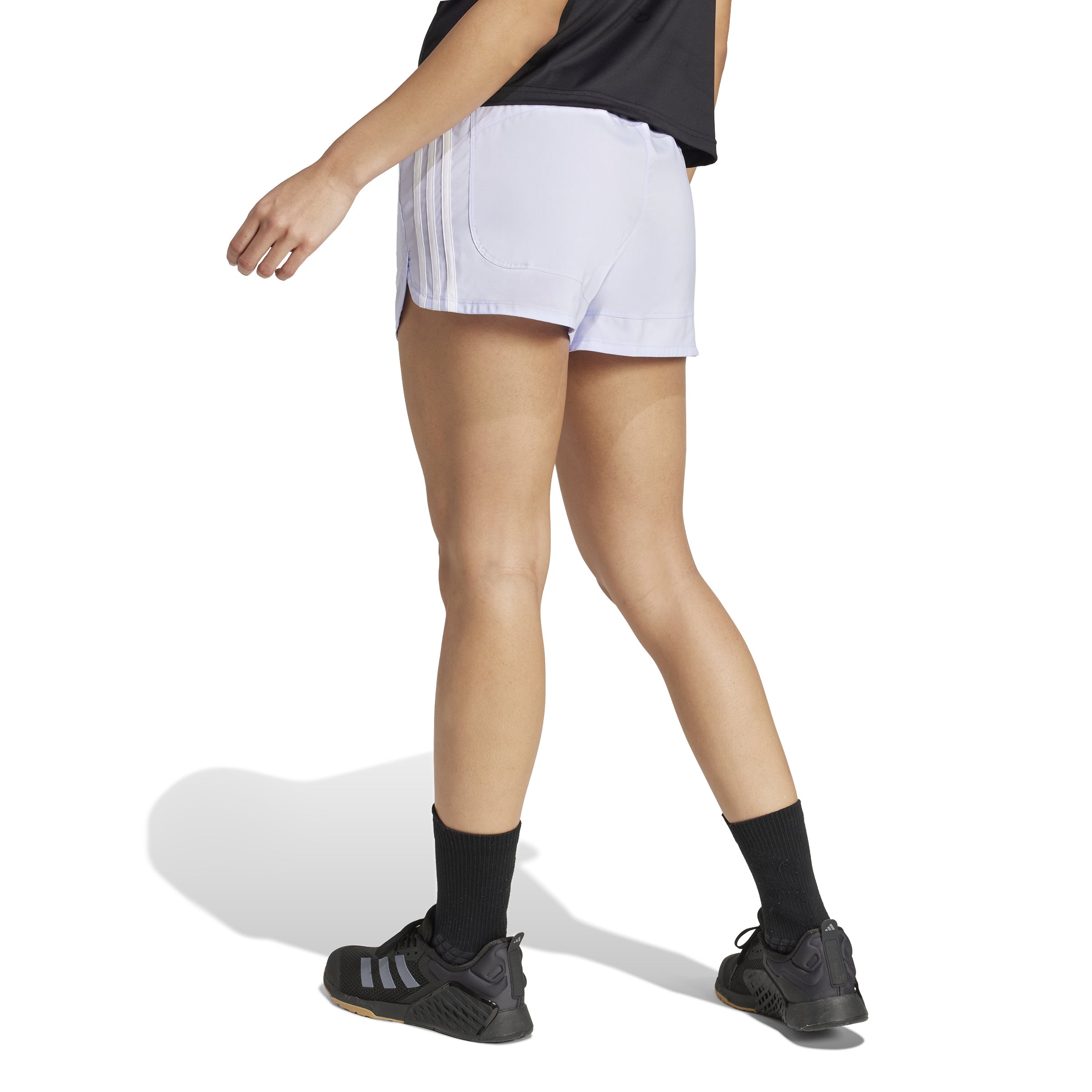 adidas Pacer Training 3-Stripes Woven 3 Inch Womens High-Rise Shorts