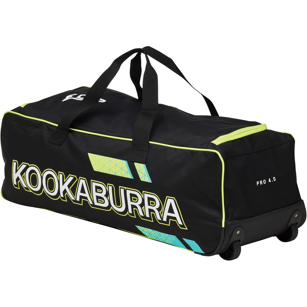 Black Fluro Yellow, Kookaburra Pro 4.0 Wheelie Bag | SportsPower