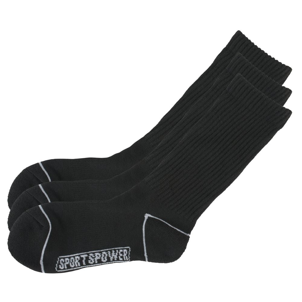 Black, Sportspower Crew Cut Socks 3pk Img 5 | SportsPower